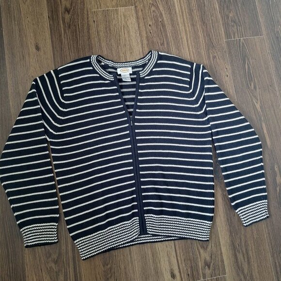 💙 Talbots Full Zipper Cardigan Sweater 100% Cotton - Picture 2 of 9